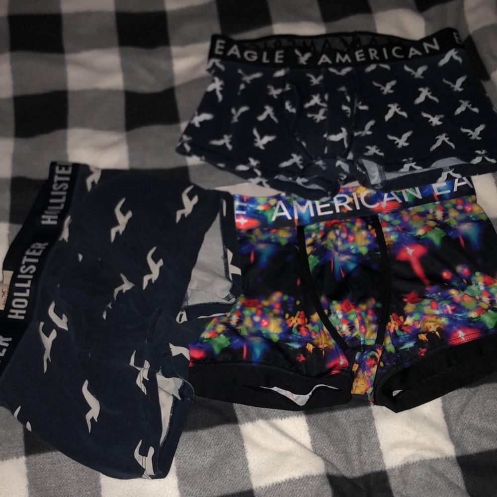 Three pairs of Underwear (Mens) American Eagle X2 & Hollister one pair.